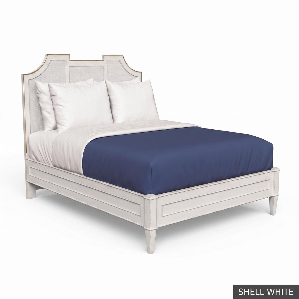 Nantucket - Queen Bed / Shell White + Gold