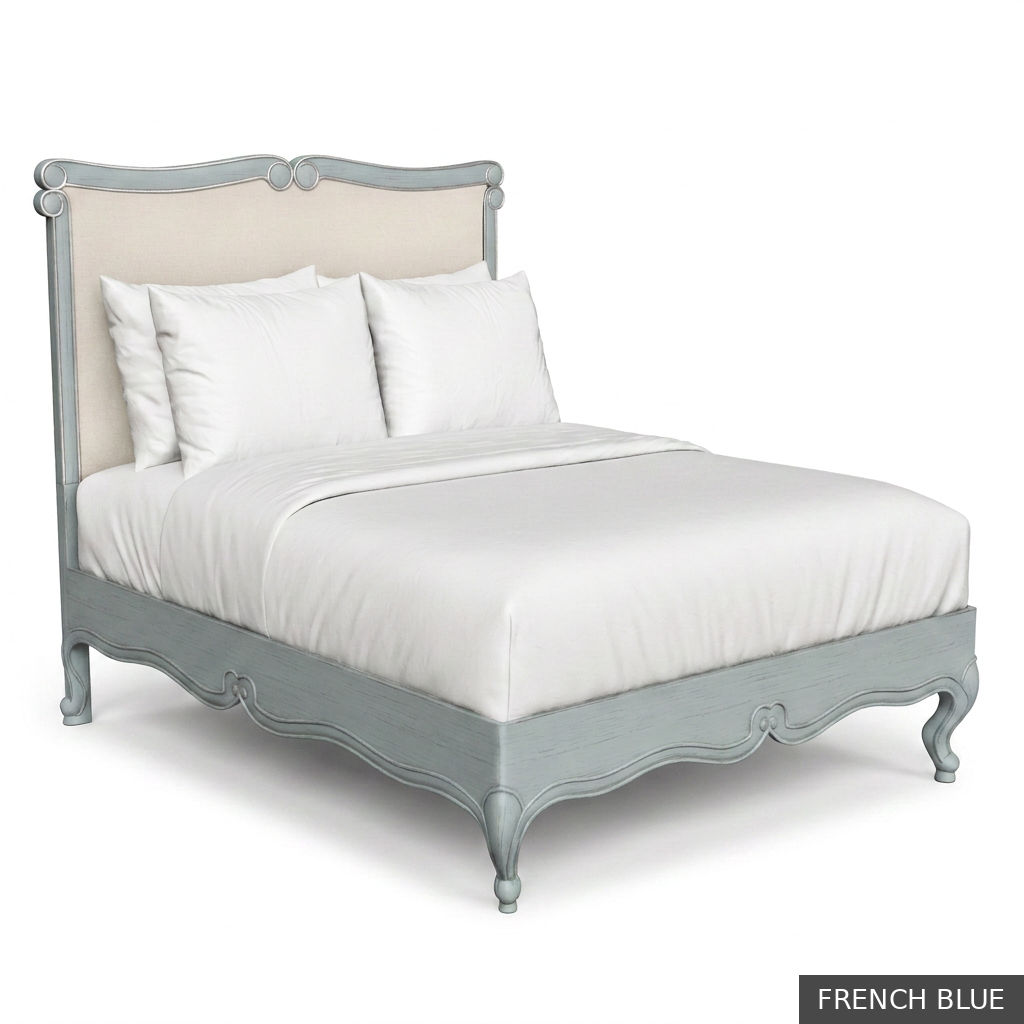 [EUR: BarnQBED] Barnard - Queen Bed   / French Blue + Silver