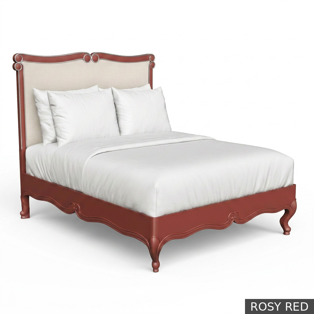 [EUR: BarnQBED] Barnard - Queen Bed   / Rosy Red + Silver