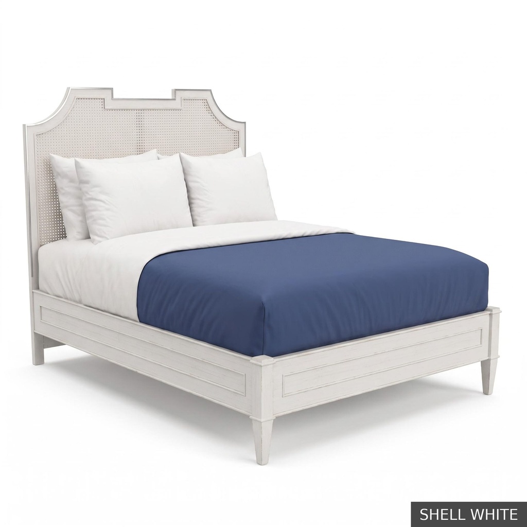 Isabelle - Queen Bed / Shell White + Silver
