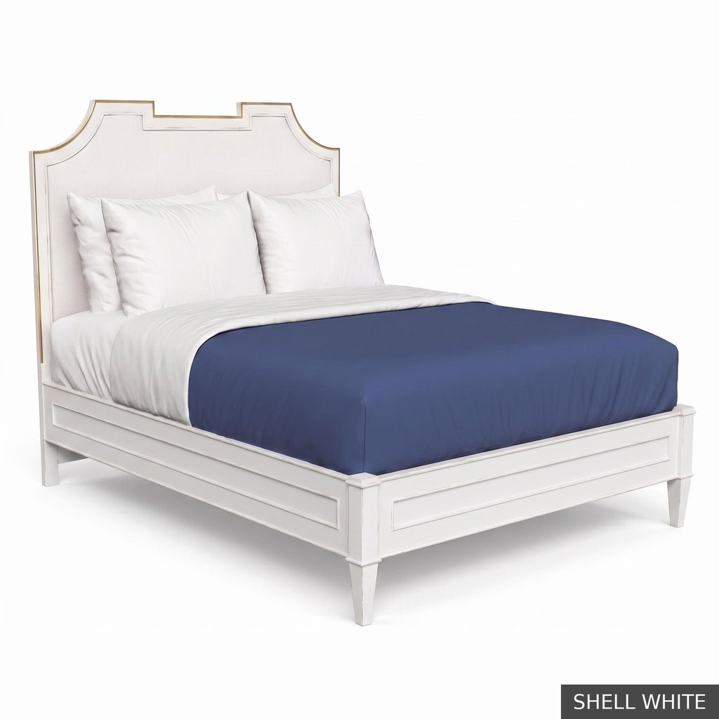 Isabelle - King Bed / Shell White + Gold