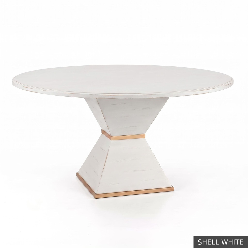 [EUR: Cava-48] Cavalier Dining Table - 48" / Shell White + Gold