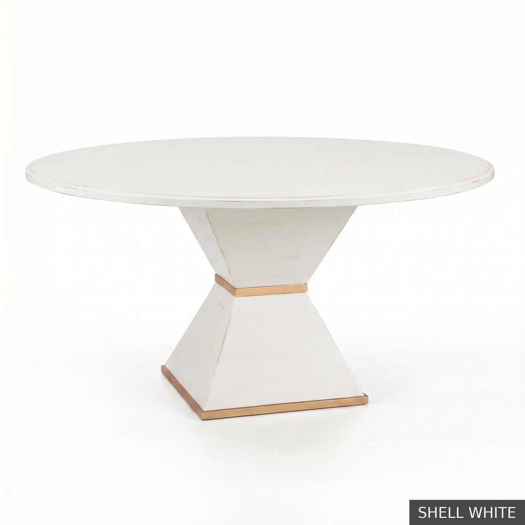 [EUR: Cava-54] Cavalier Dining Table - 54"  / Shell White + Gold