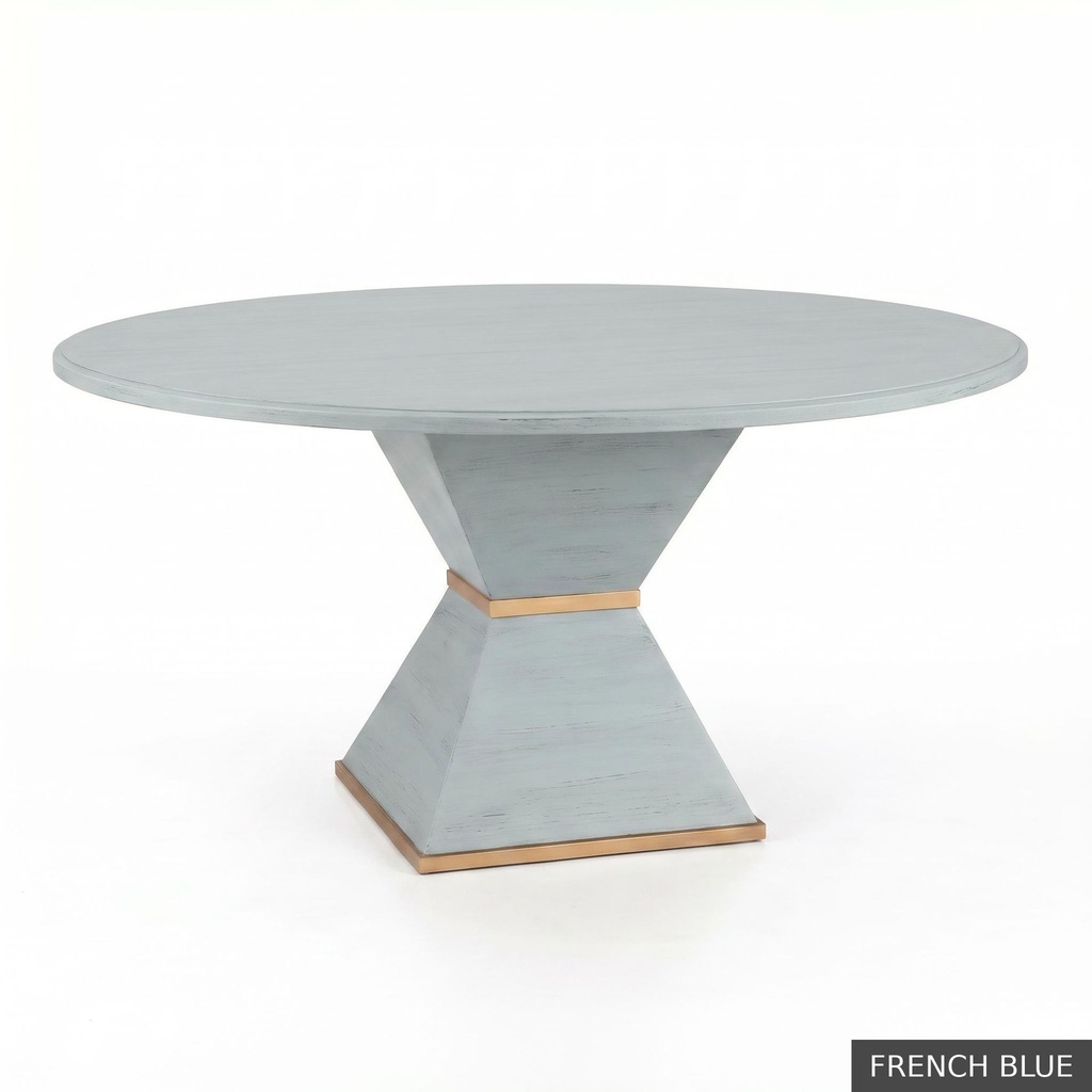 [EUR: Cava-54] Cavalier Dining Table - 54"  / French Blue + Gold