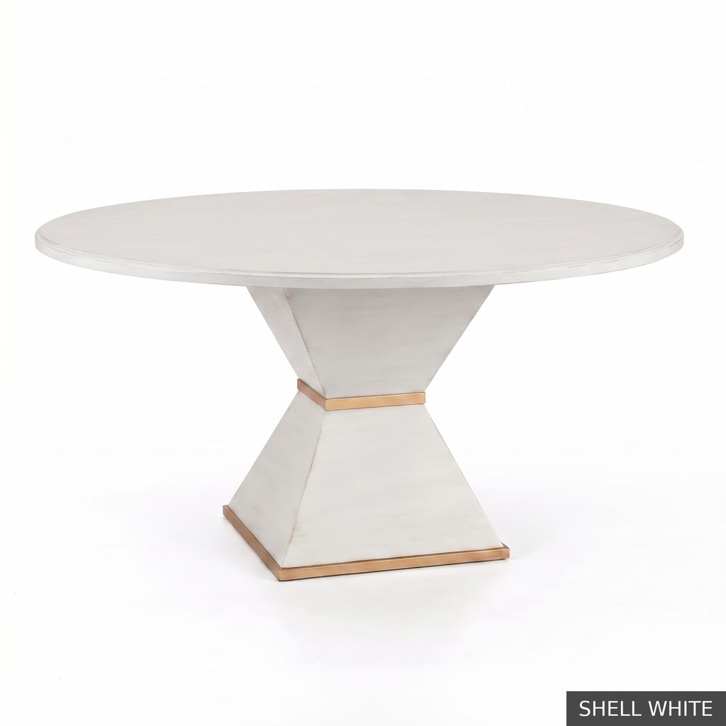 [EUR: Cava-60] Cavalier Dining Table - 60"   / Shell White + Gold