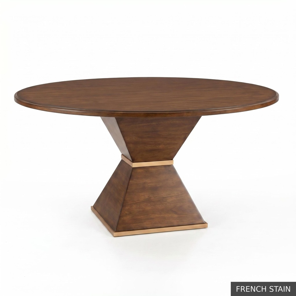 [EUR: Cava-60] Cavalier Dining Table - 60"   / French Stain + Gold