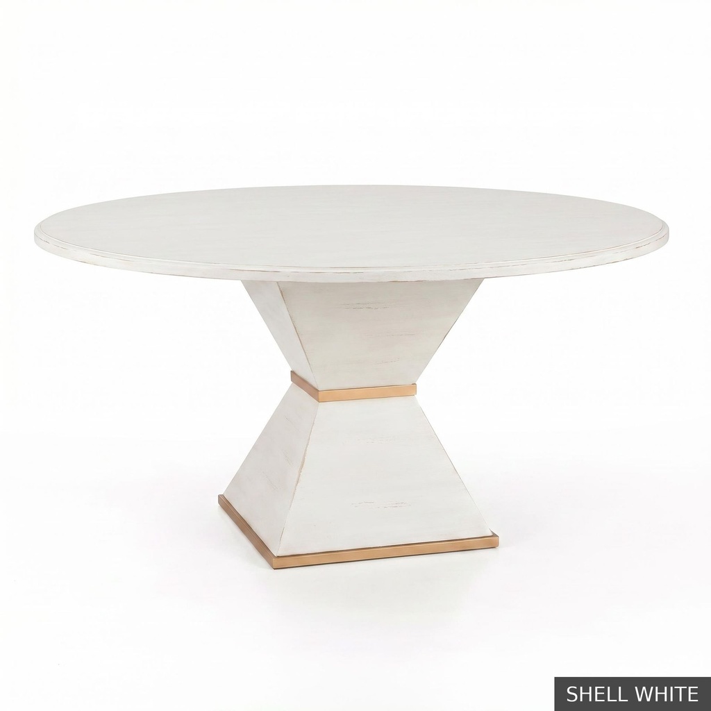 [EUR: Cava-72] Cavalier Dining Table - 72"  / Shell White + Gold