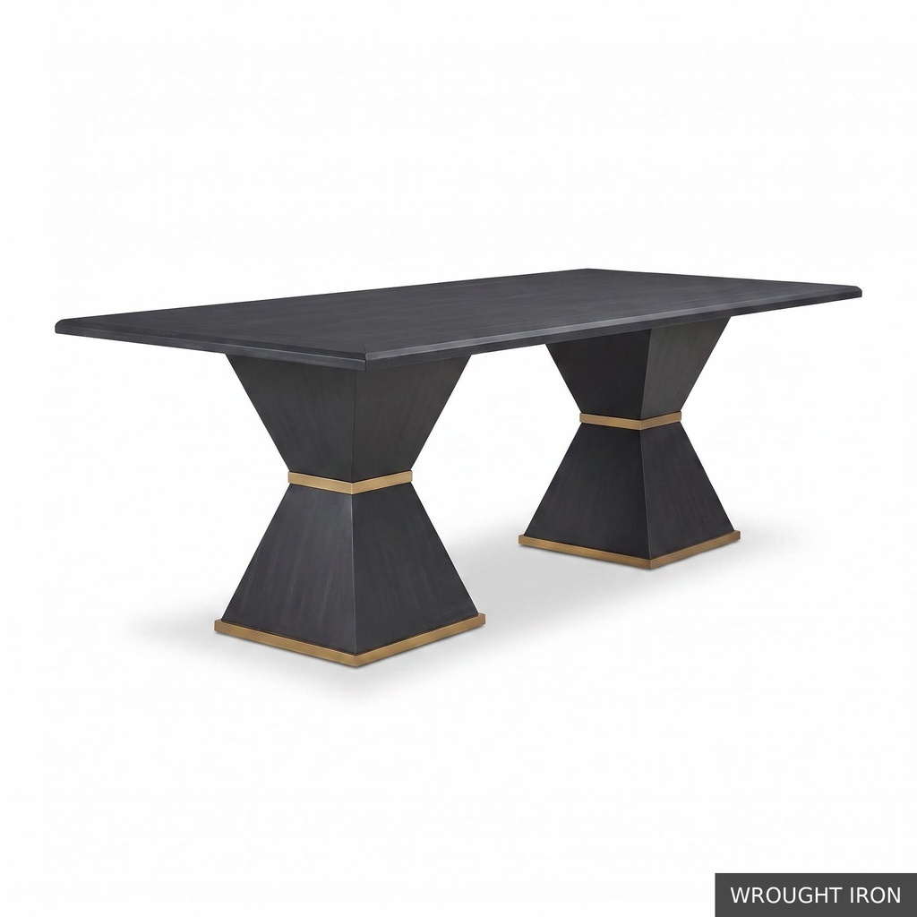 [EUR: Esqu-84] Esquire Dining Table - 84" / Wrought Iron + Gold