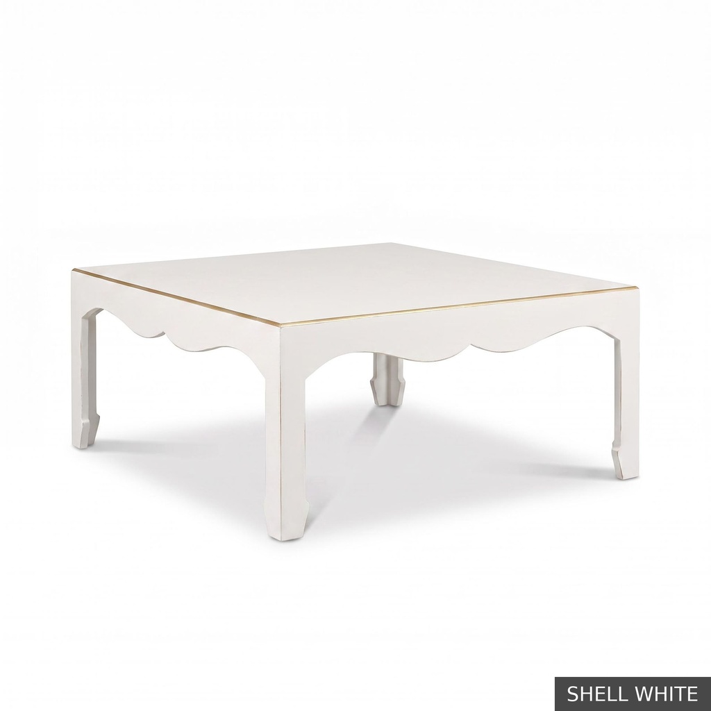 [EUR: Warr40] Warren Cocktail Table 40" Sq / Shell White + Gold