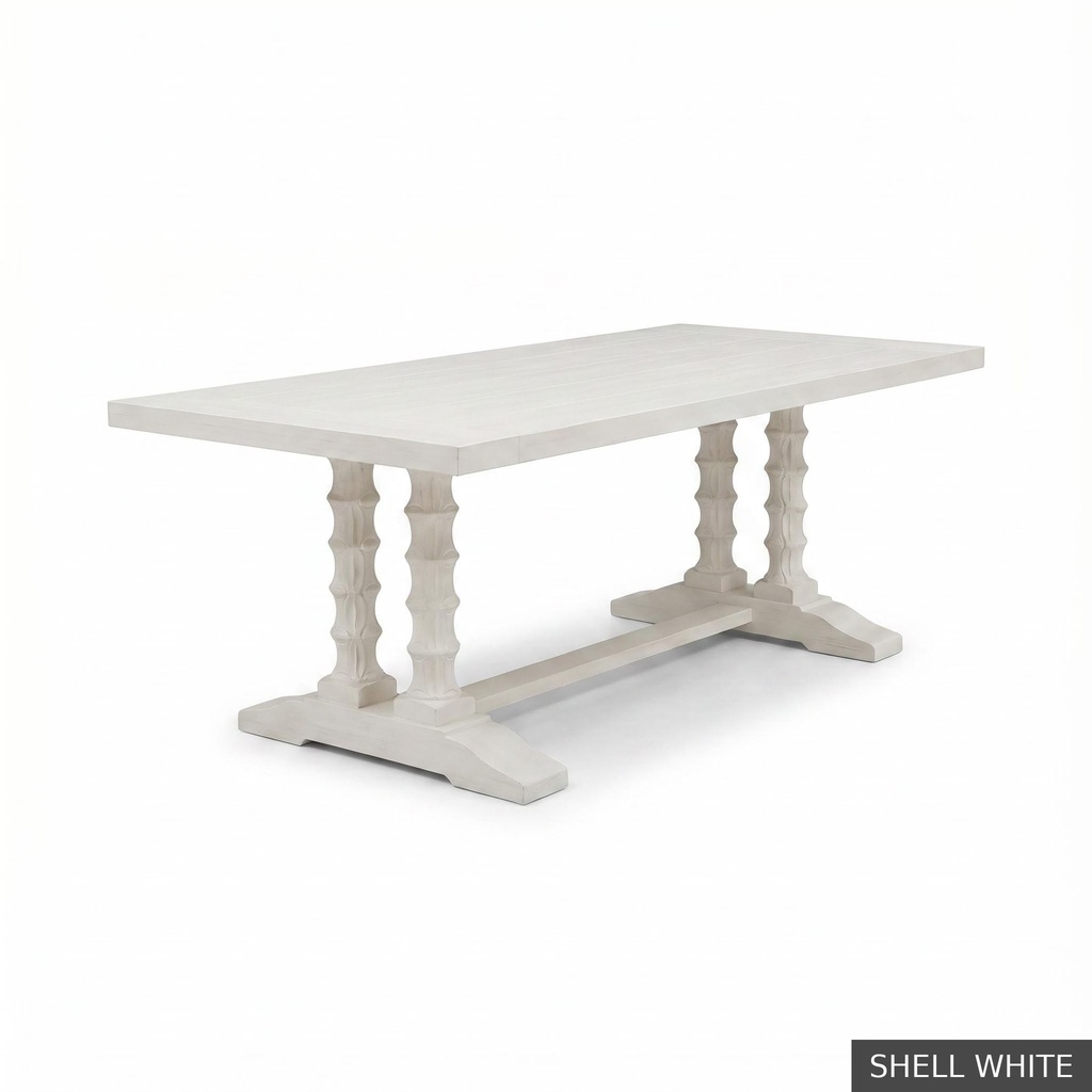 Dominique Dining Table - 96" / Shell White