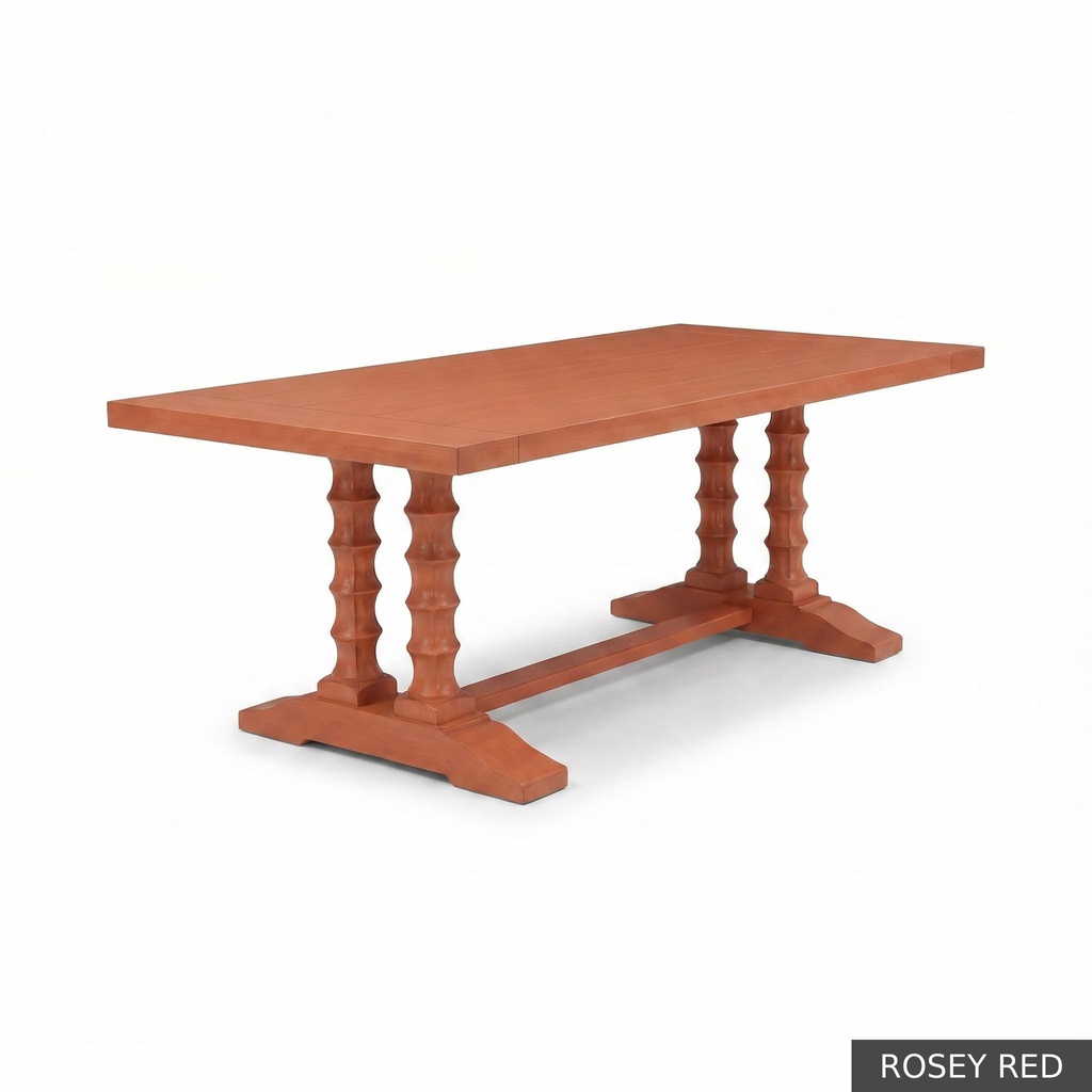 Dominique Dining Table - 96" / Rosey Red