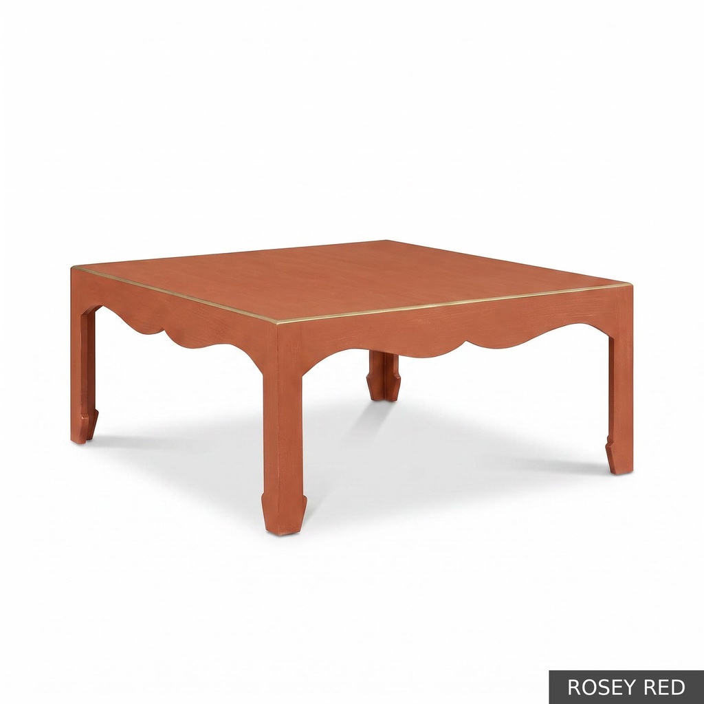 [EUR: Warr40] Warren Cocktail Table 40" Sq / Rosey Red + Gold