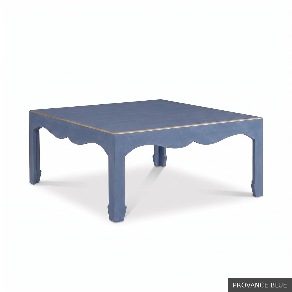 [EUR: Warr40] Warren Cocktail Table 40" Sq / Provance Blue + Gold
