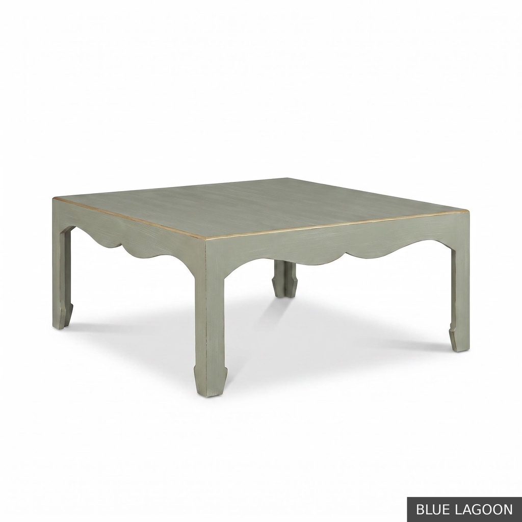 [EUR: Warr40] Warren Cocktail Table 40" Sq / Blue Lagoon + Gold