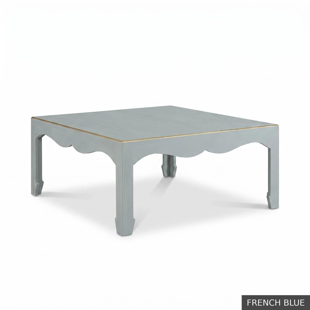 [EUR: Warr40] Warren Cocktail Table 40" Sq / French Blue + Gold
