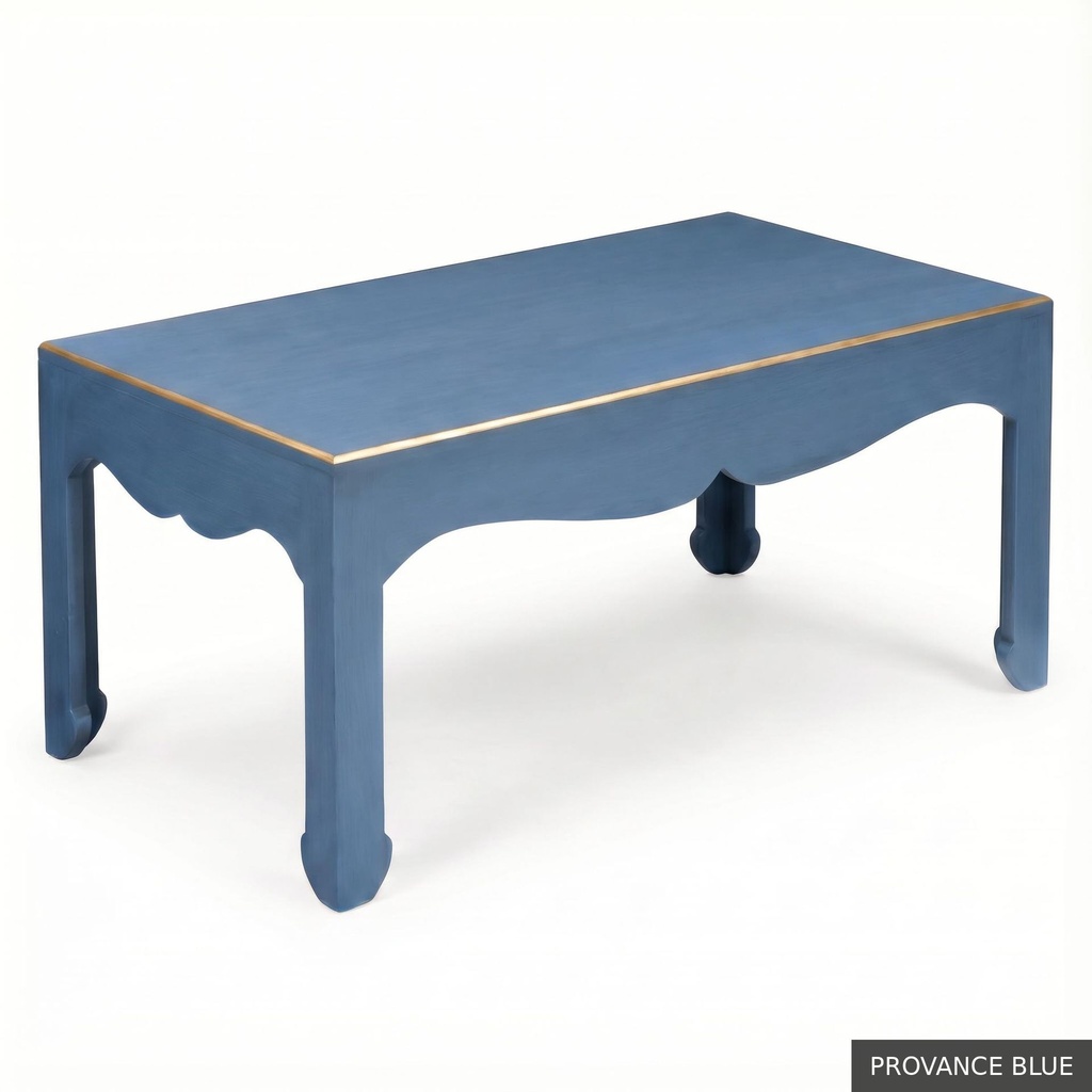 [EUR: Warr23] Warren Cocktail Table 40"x23" / Provance Blue + No Changes - Shell White + Gold accents - Standard