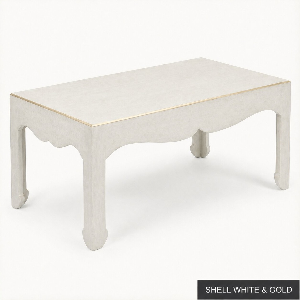 Warren Cocktail Table 40"x23" - Shell White & Gold