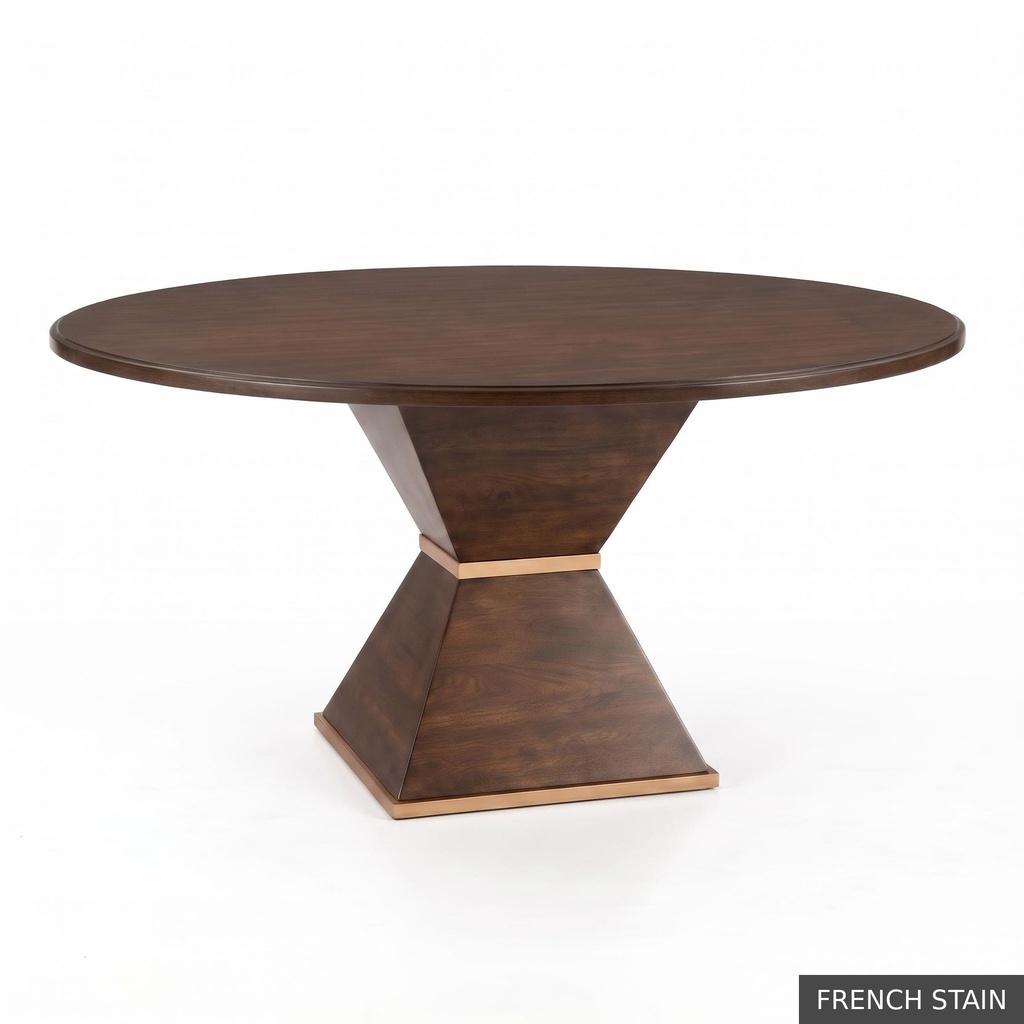 [EUR: Cava-60] Cavalier Dining Table - 60"   / French Stain + Gold