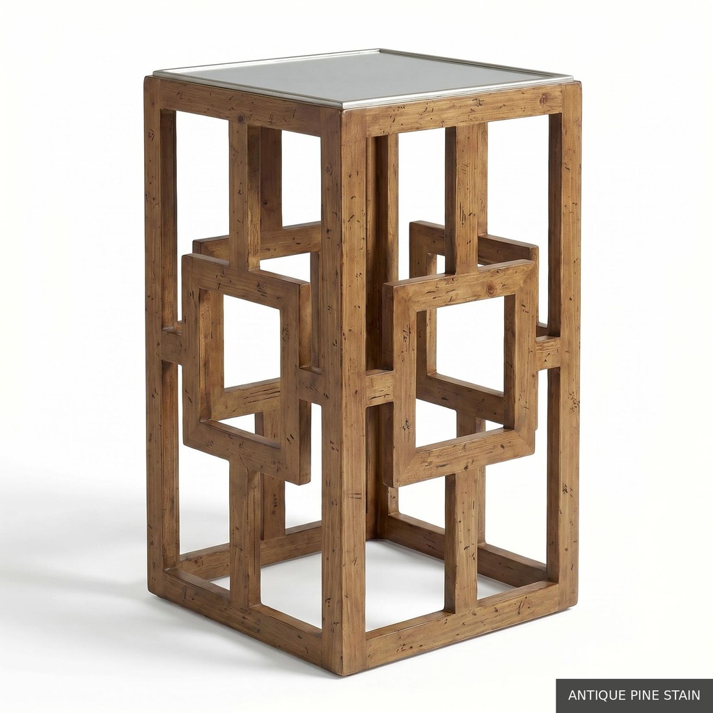 [EUR: Lilly] Lilly Side Table   / Antique Pine Stain + Silver