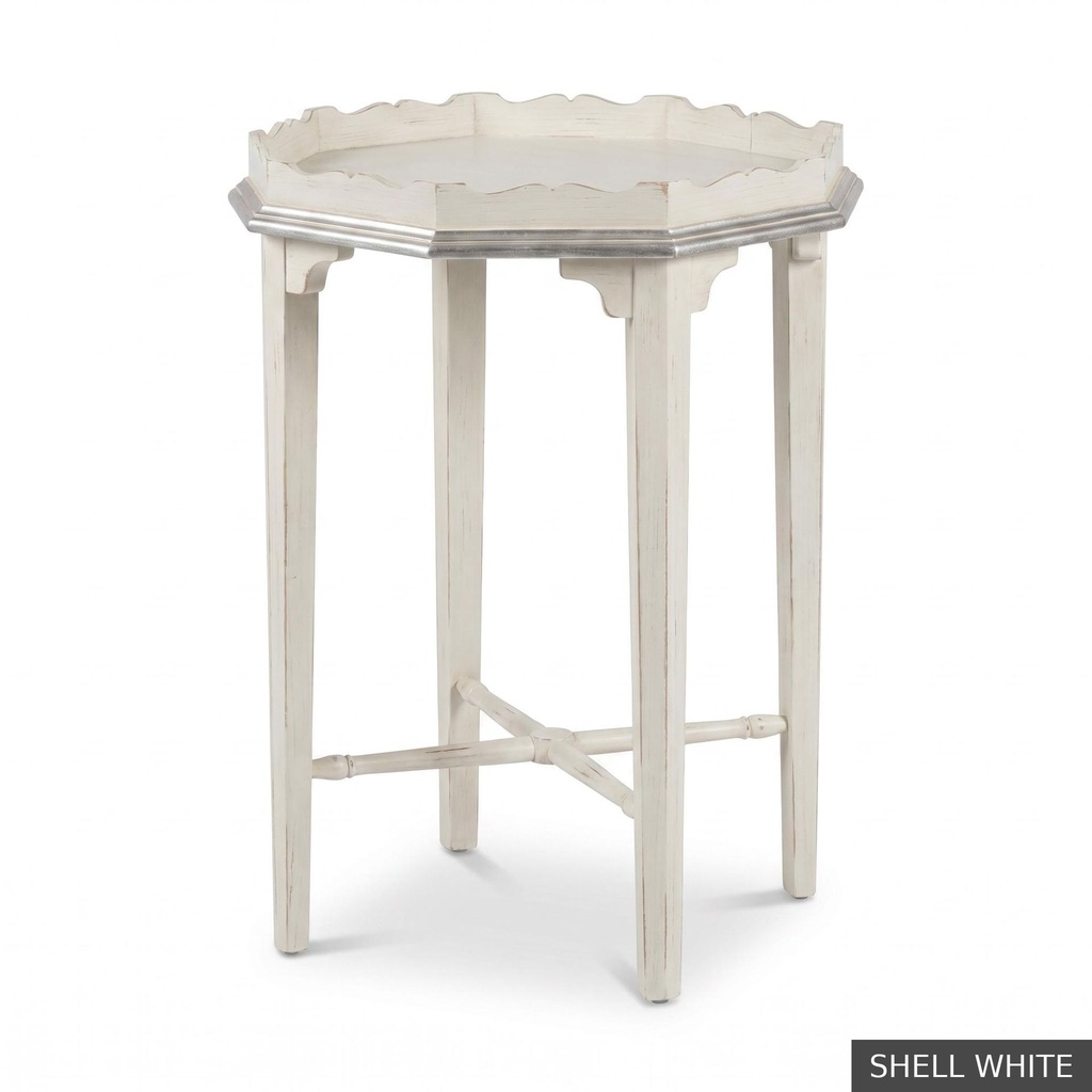 [EUR: Whit] Whitaker Side Table   / Shell White + Silver