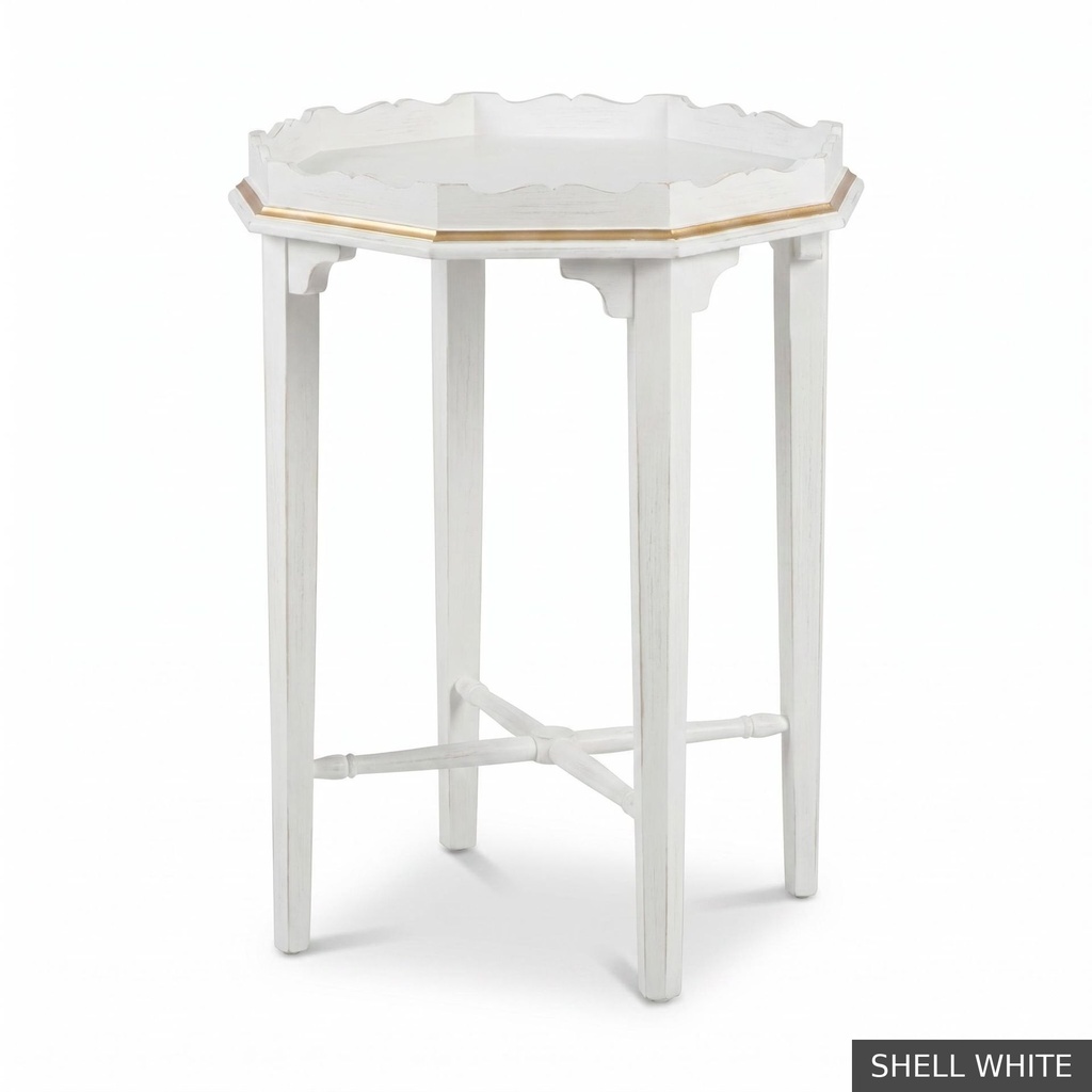 [EUR: Whit] Whitaker Side Table   / Shell White + Gold