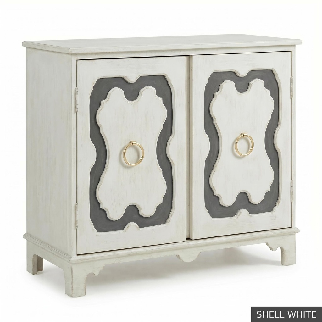 [EUR: York] York Side Table  / Shell White + Charcoal Accent