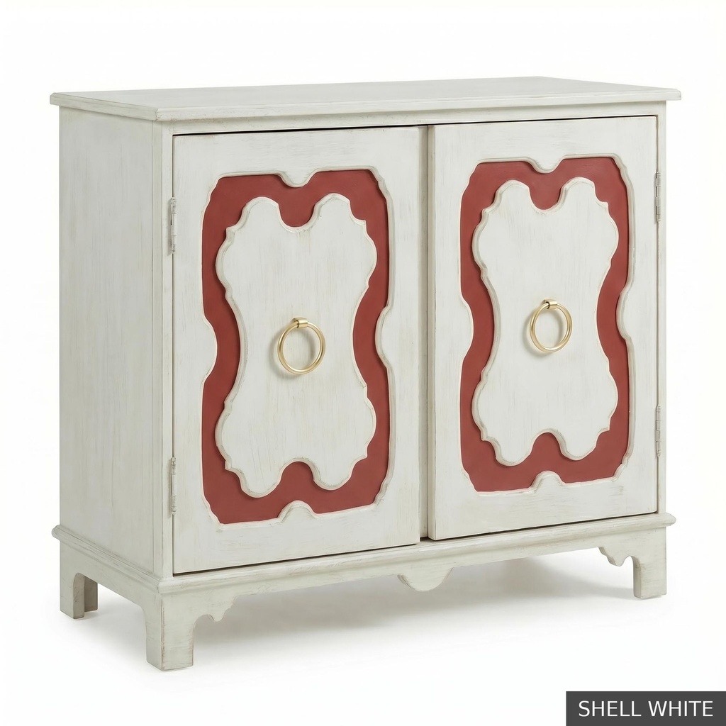 [EUR: York] York Side Table  / Shell White + Rosey Red Accent