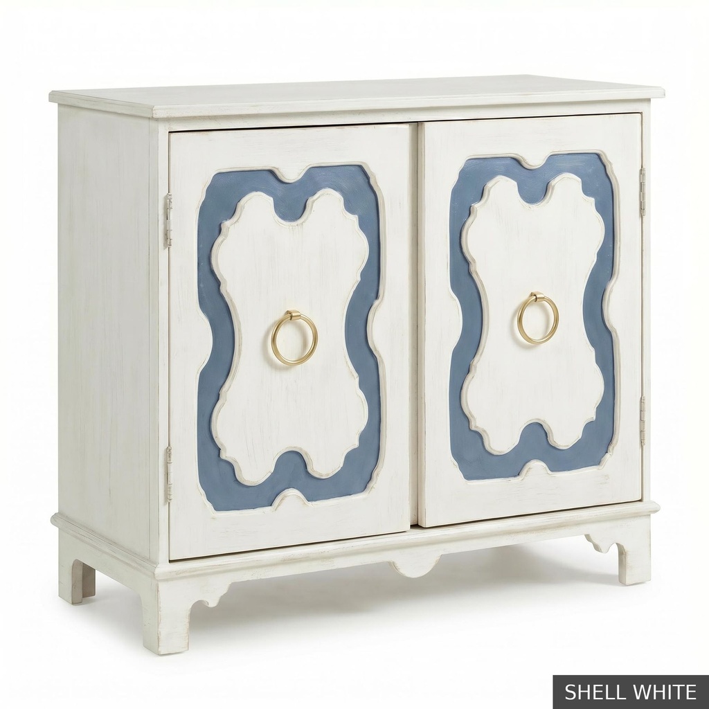 [EUR: York] York Side Table  / Shell White + Provance Blue Accent