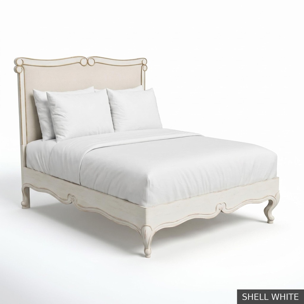 [EUR: BarnQBED] Barnard - Queen Bed   / Shell White + Gold