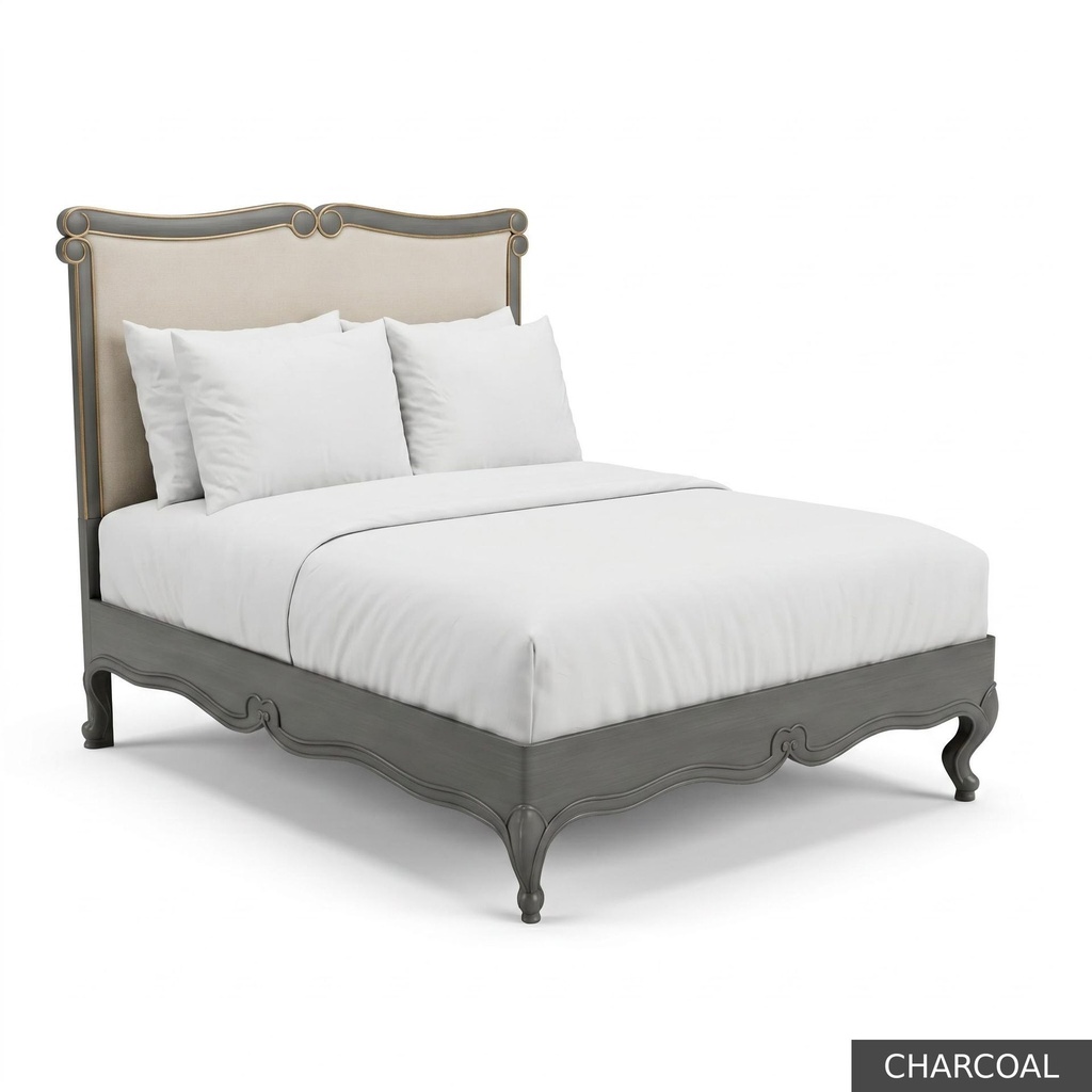 [EUR: BarnQBED] Barnard - Queen Bed   / Charcoal + Gold