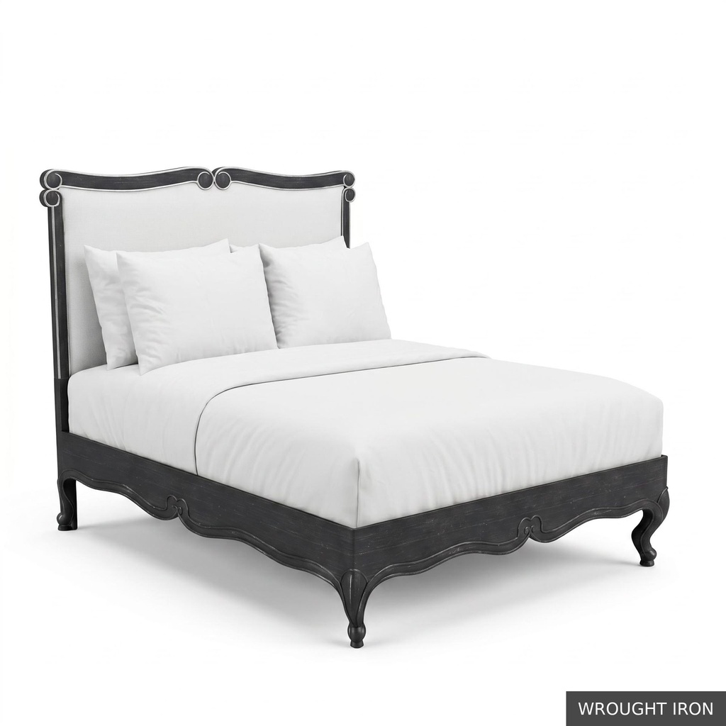 [EUR: BarnQBED] Barnard - Queen Bed   / Wrought Iron + Silver